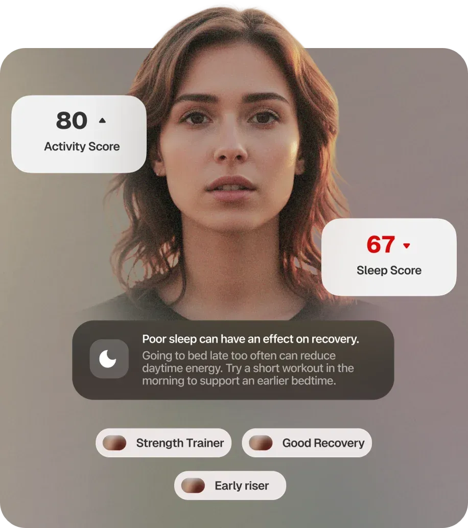 AI health agent calling Sahha tools to ground a response in the user’s real sleep and activity signals.