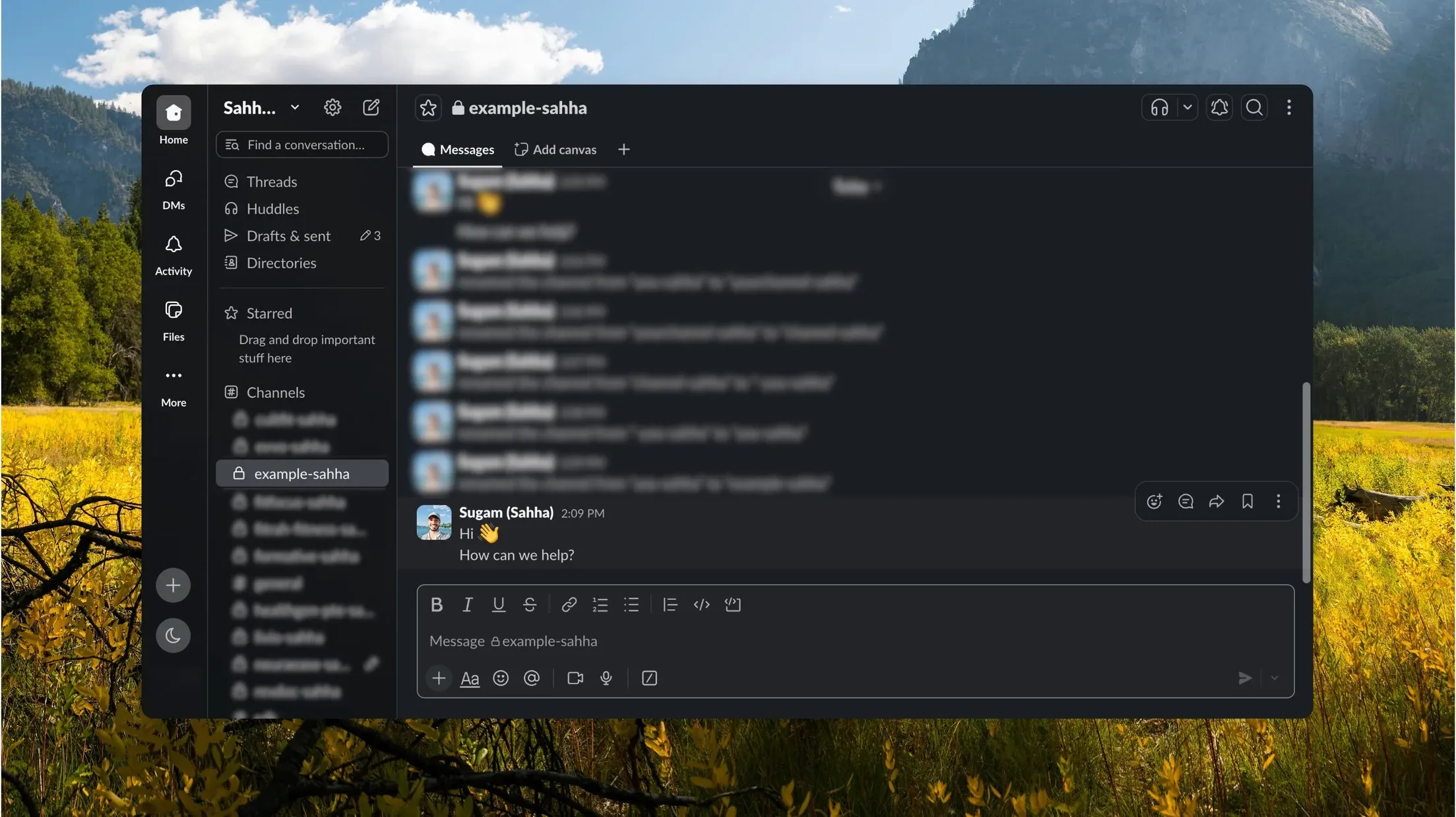 Shared Slack channel